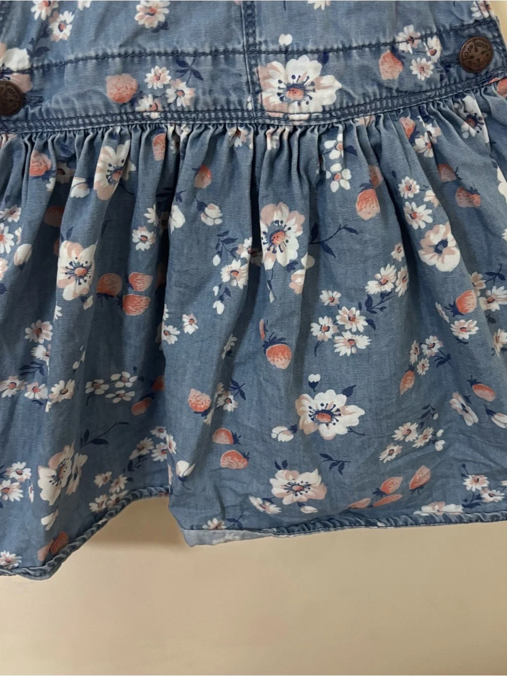 OshKosh B'gosh plum blossom Floral soft Denim overall skirt for Kids - blue pink